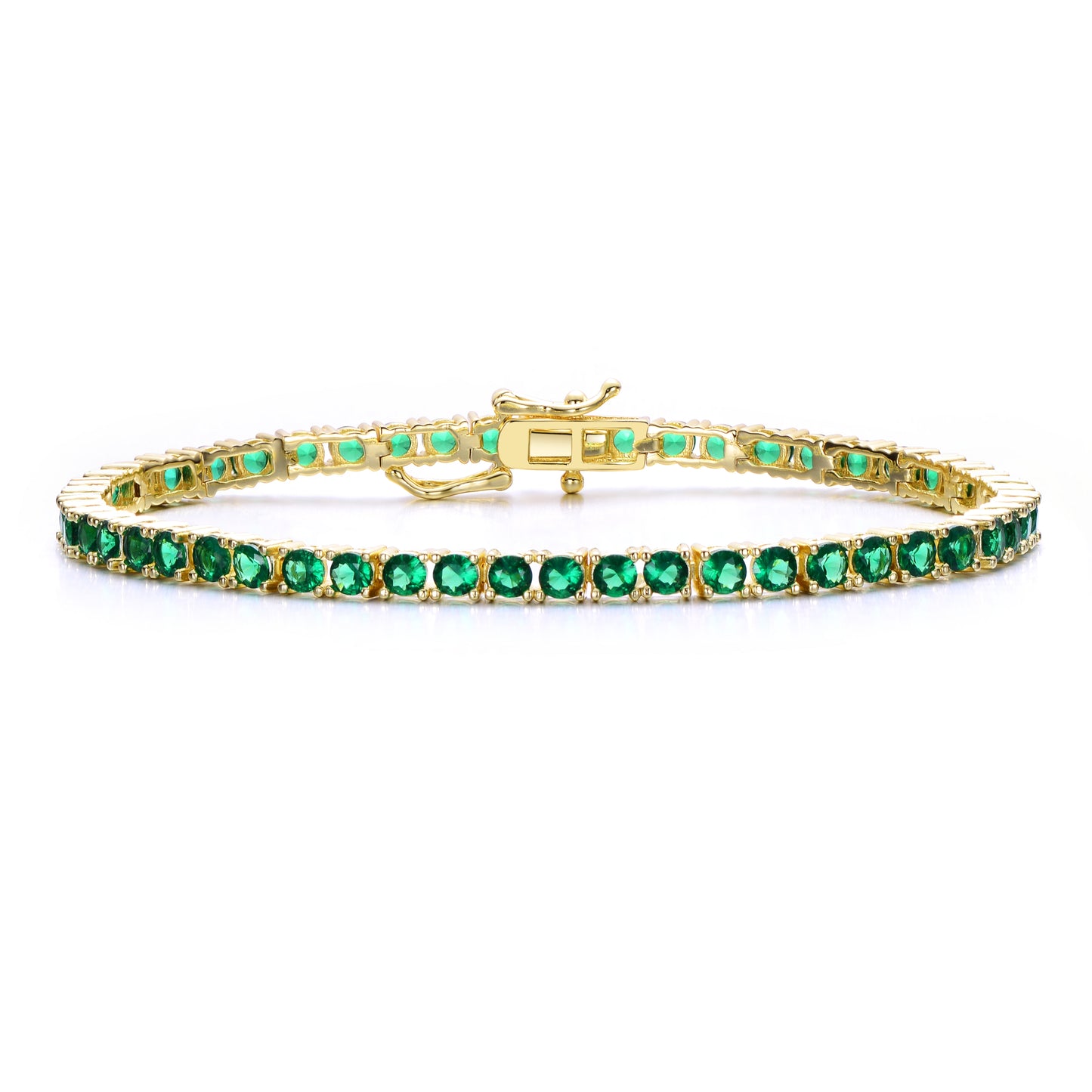 Tennis Bracelet - Cubic Zirconia - Emerald Green & 14K Gold Plated