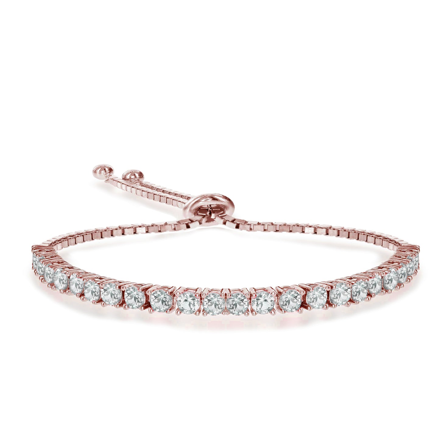 Tennis Bracelet - Bolo Adjustable - Cubic Zirconia - 18K Rose Gold Plated