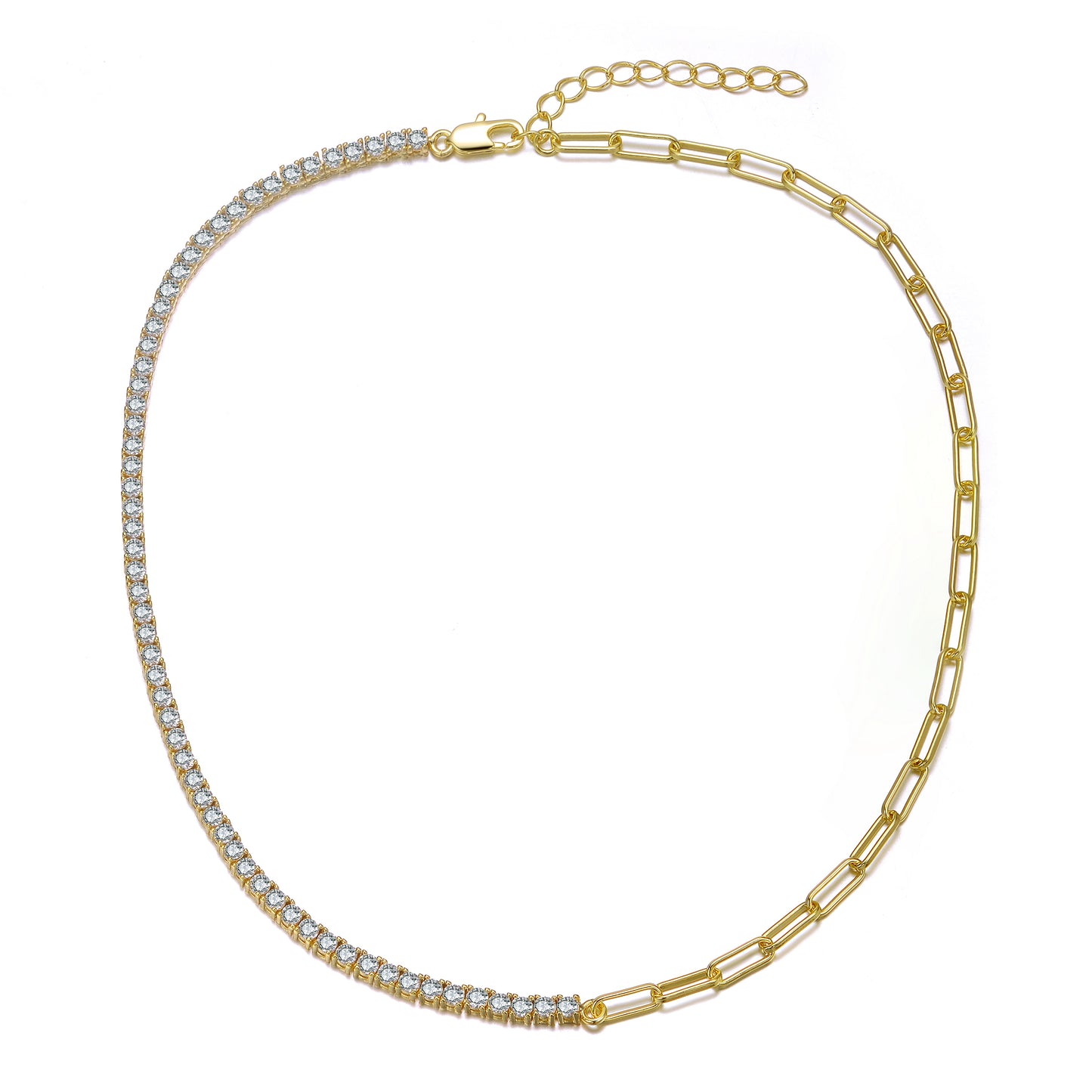 LUXURY HALF & HALF DIAMOND LINK NECKLACE