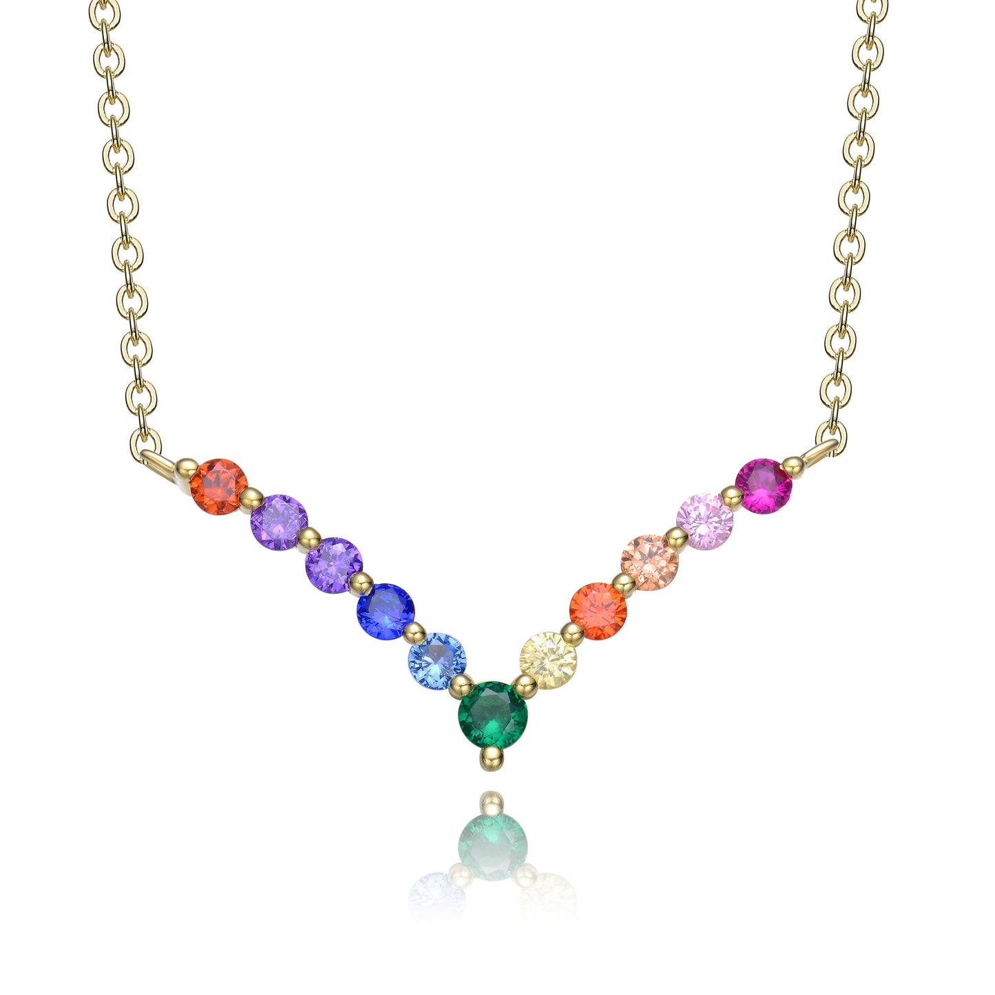 Mila's Rainbow "V" Pendant Necklace