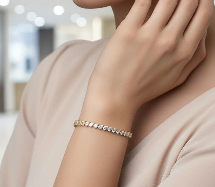 Golden Teardrop Radiance Simulated Diamond Tennis Bracelet