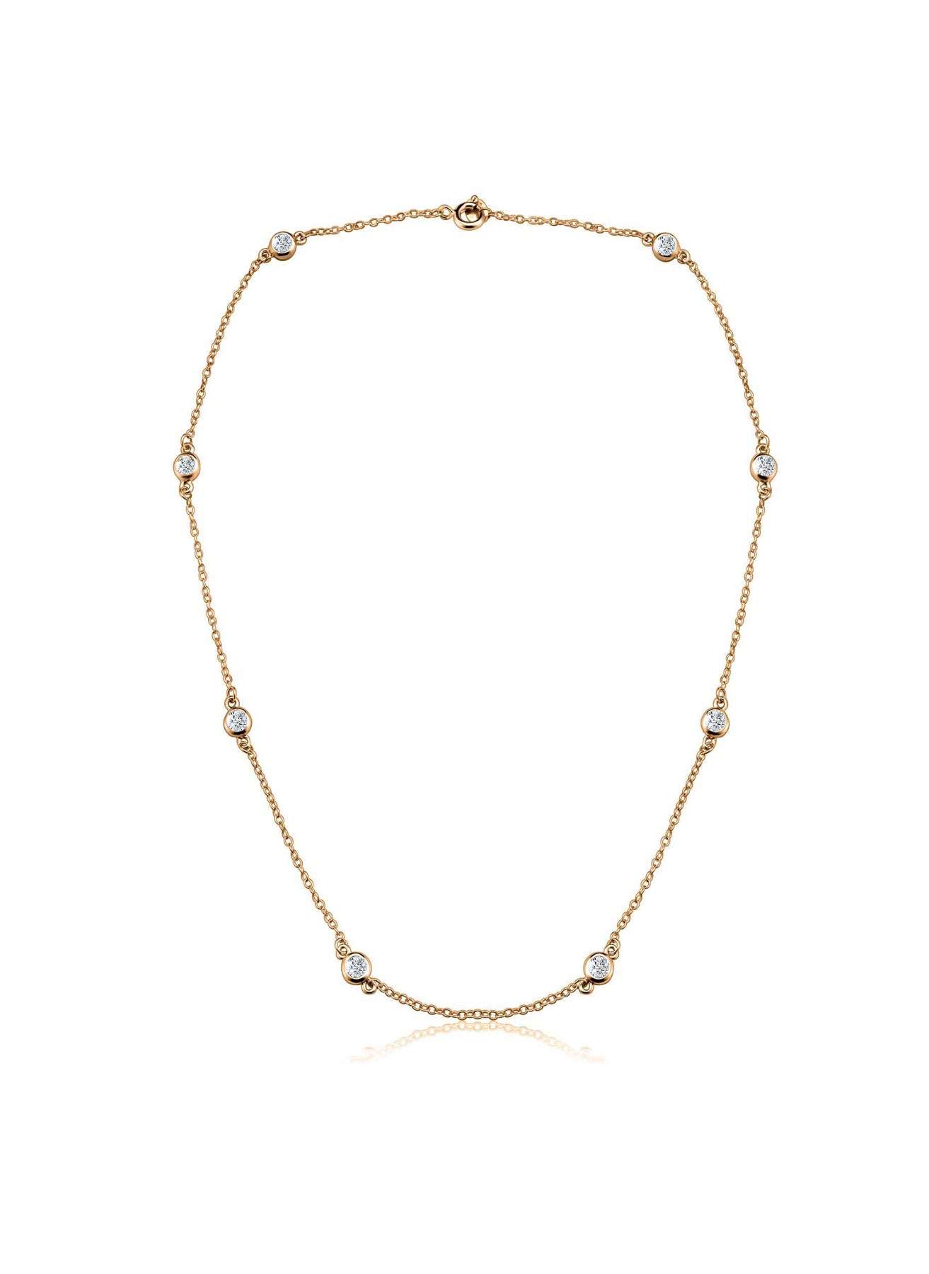 14K Gold Plated Clear Simulated Diamond Accent Necklace