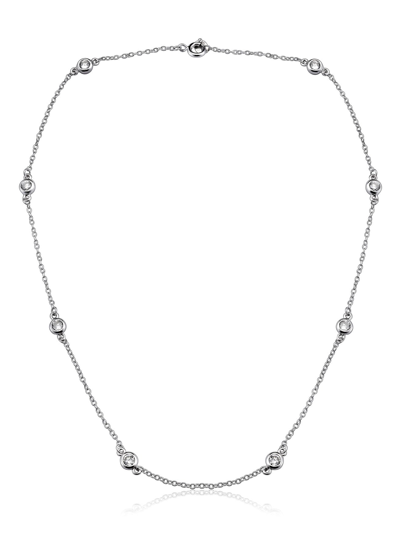 Silver Clear Simulated Diamond Accent Necklace