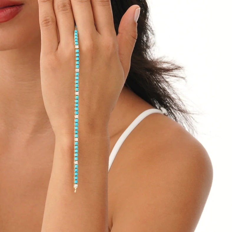 Celestial Turquois Diamond Tennis Bracelet
