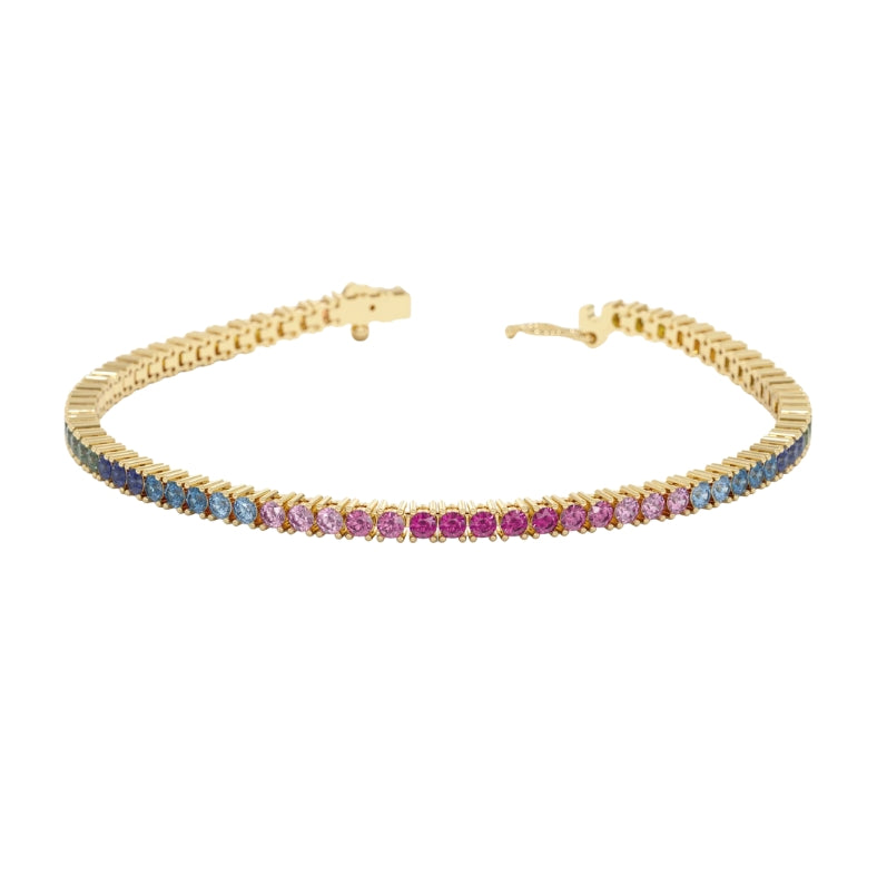 Colorburst Rainbow Simulated Sapphire Tennis Bracelet
