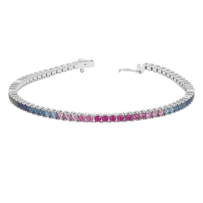 Colorburst Rainbow Simulated Sapphire Tennis Bracelet