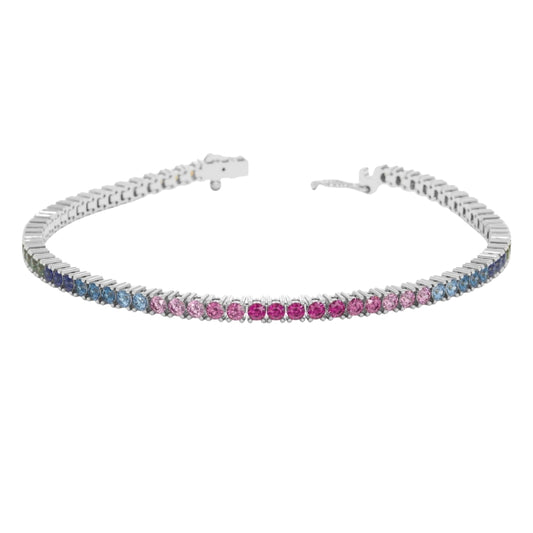 Colorburst Rainbow Simulated Sapphire Tennis Bracelet