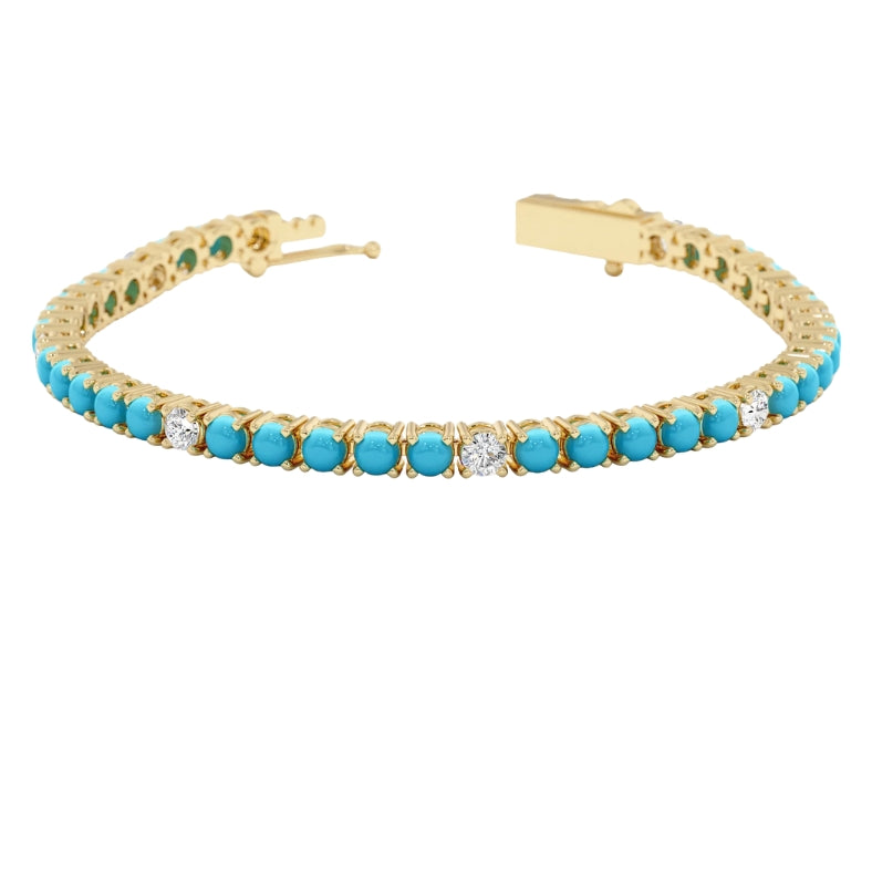 Celestial Turquois Diamond Tennis Bracelet
