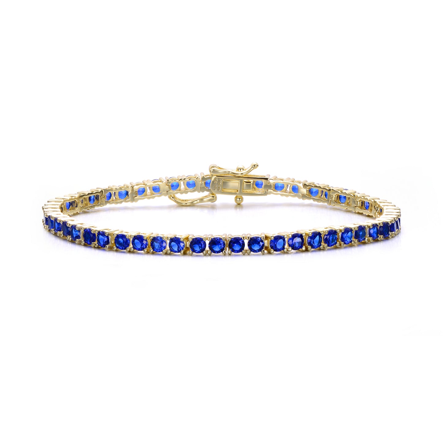 Tennis Bracelet - Cubic Zirconia - Sapphire Blue & 14K Gold Plated