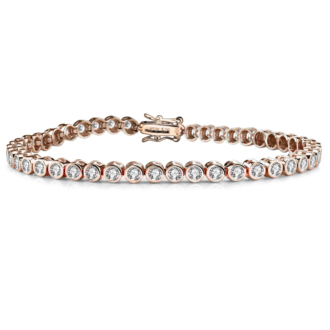 Tennis Bracelet - Round Bezel-Set - Cubic Zirconia - 18K Rose Gold ...