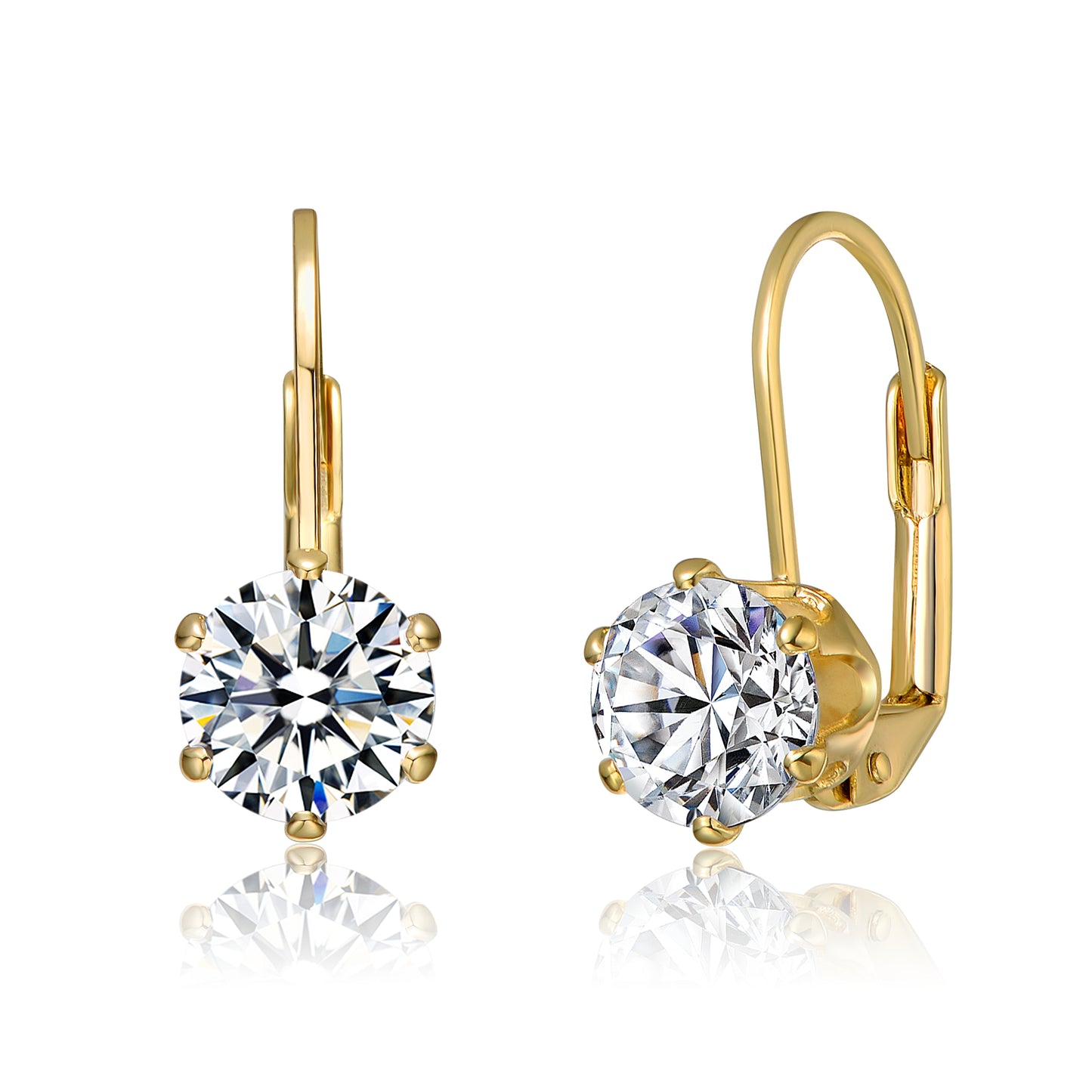 14K Gold Plated Modern Solitaire Drop Earrings