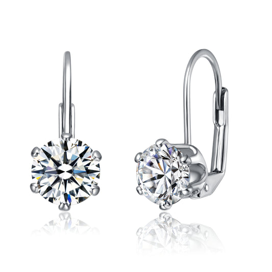 Modern Solitaire Drop Earrings