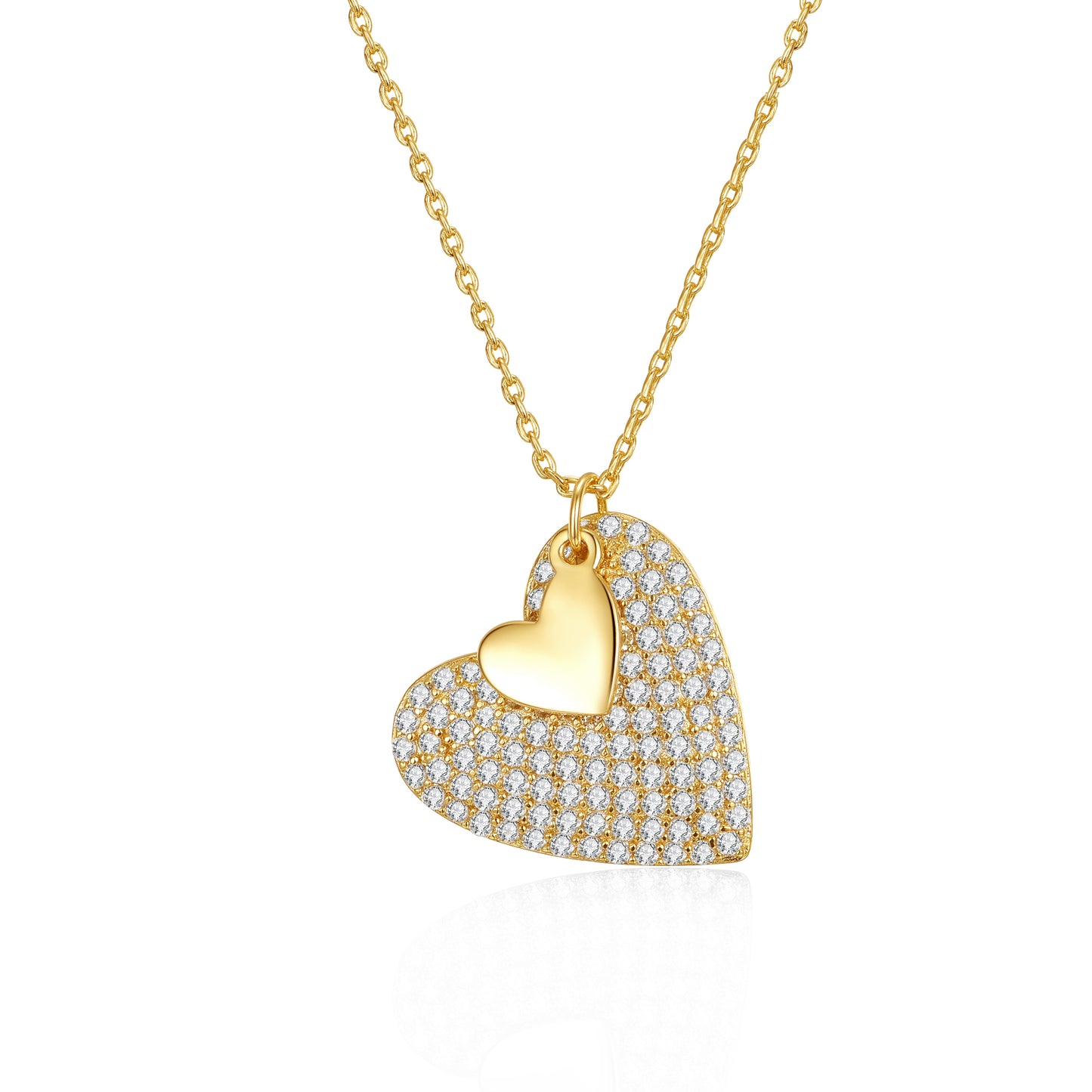 Emma's Radiant Dual Heart Pendant Necklace