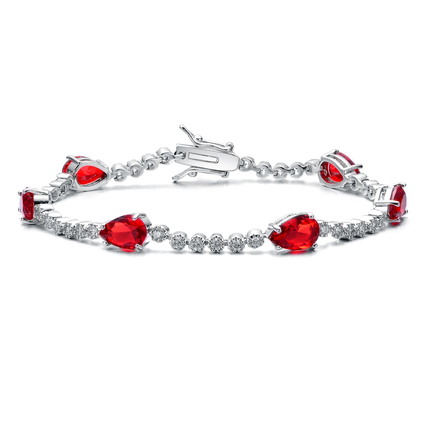 CZ Tear Shape Colored Stone Tennis Bracelet