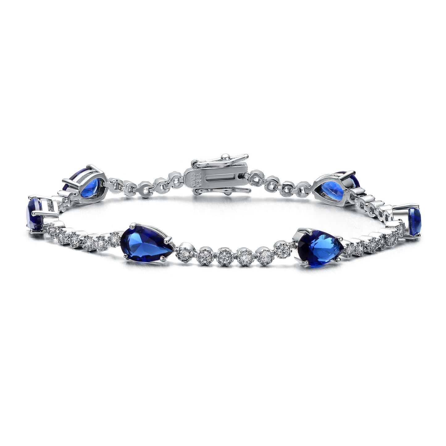 CZ Tear Shape Colored Stone Tennis Bracelet