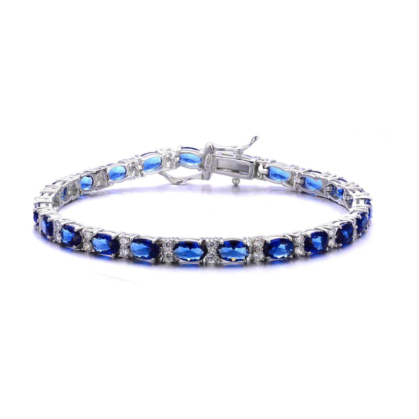 CZ Sapphire Blue Alternating Tennis Bracelet