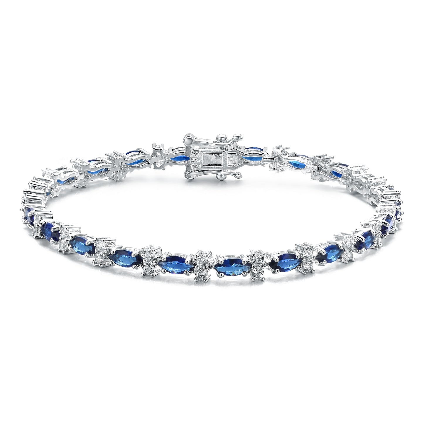 Marquise Shape CZ Sapphire Blue Tennis Bracelet