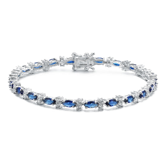 Marquise Shape CZ Sapphire Blue Tennis Bracelet