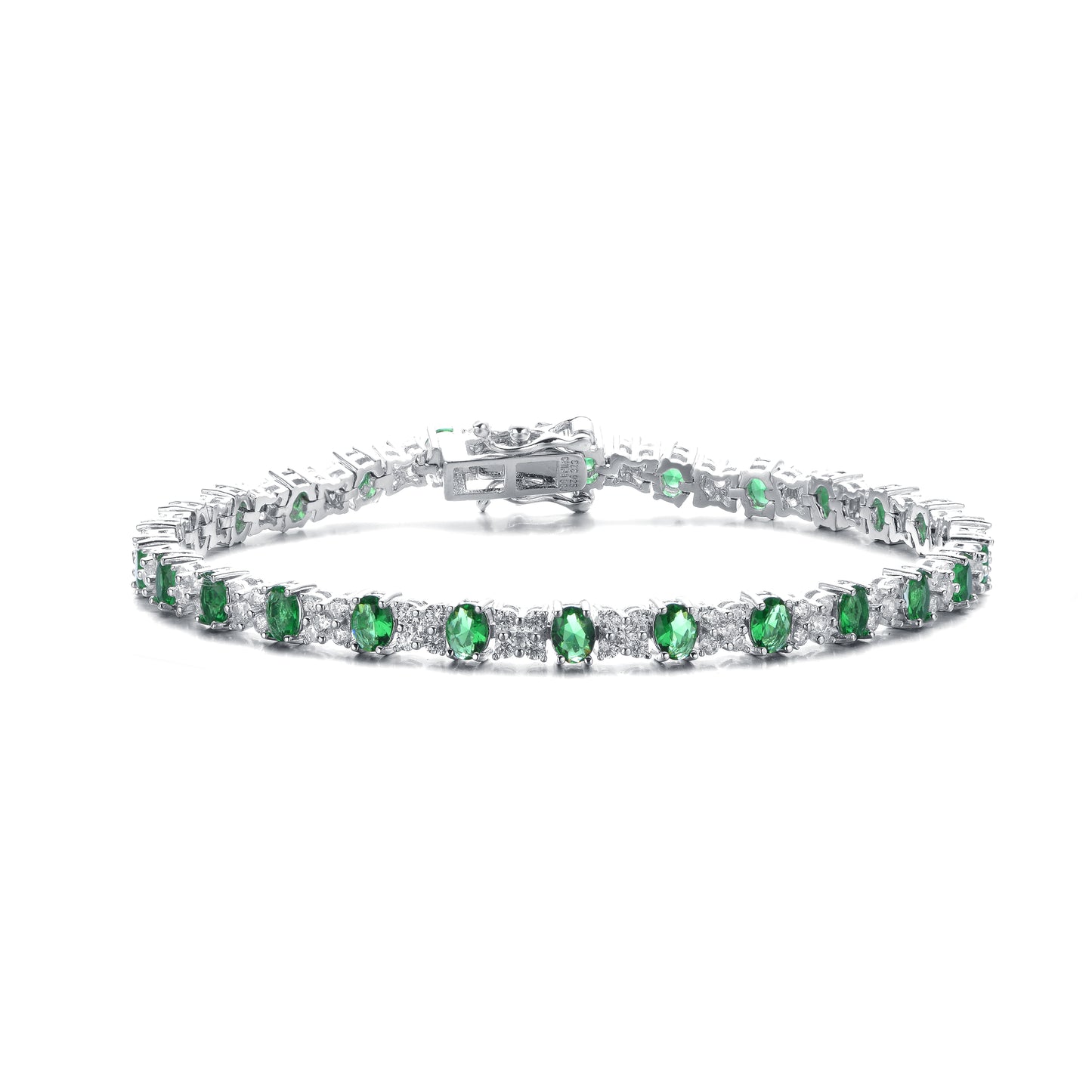 Clear and Colored Oval Simulated Diamond Tennis Bracelet