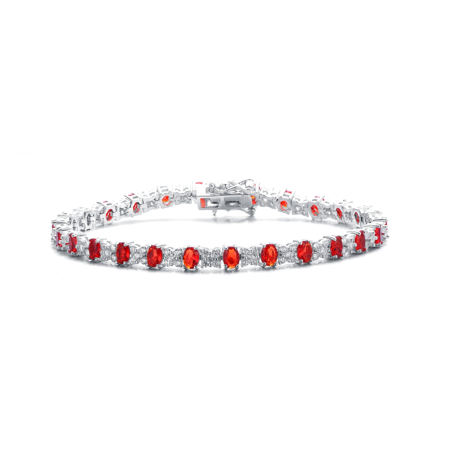 Clear and Colored Oval Simulated Diamond Tennis Bracelet