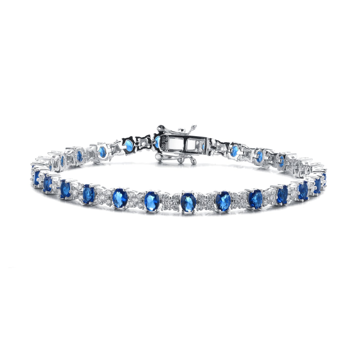 Clear and Colored Oval Simulated Diamond Tennis Bracelet