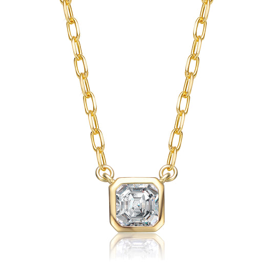 Gold Asscher-Cut Stud Necklace