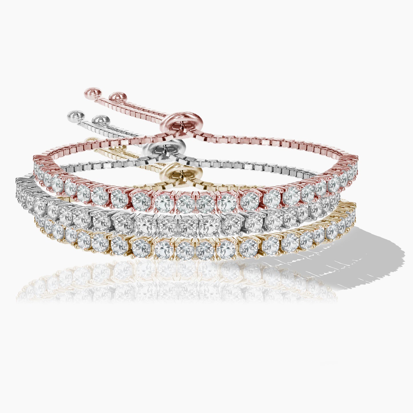 Bolo Adjustable Simulated Diamond Tennis Bracelet