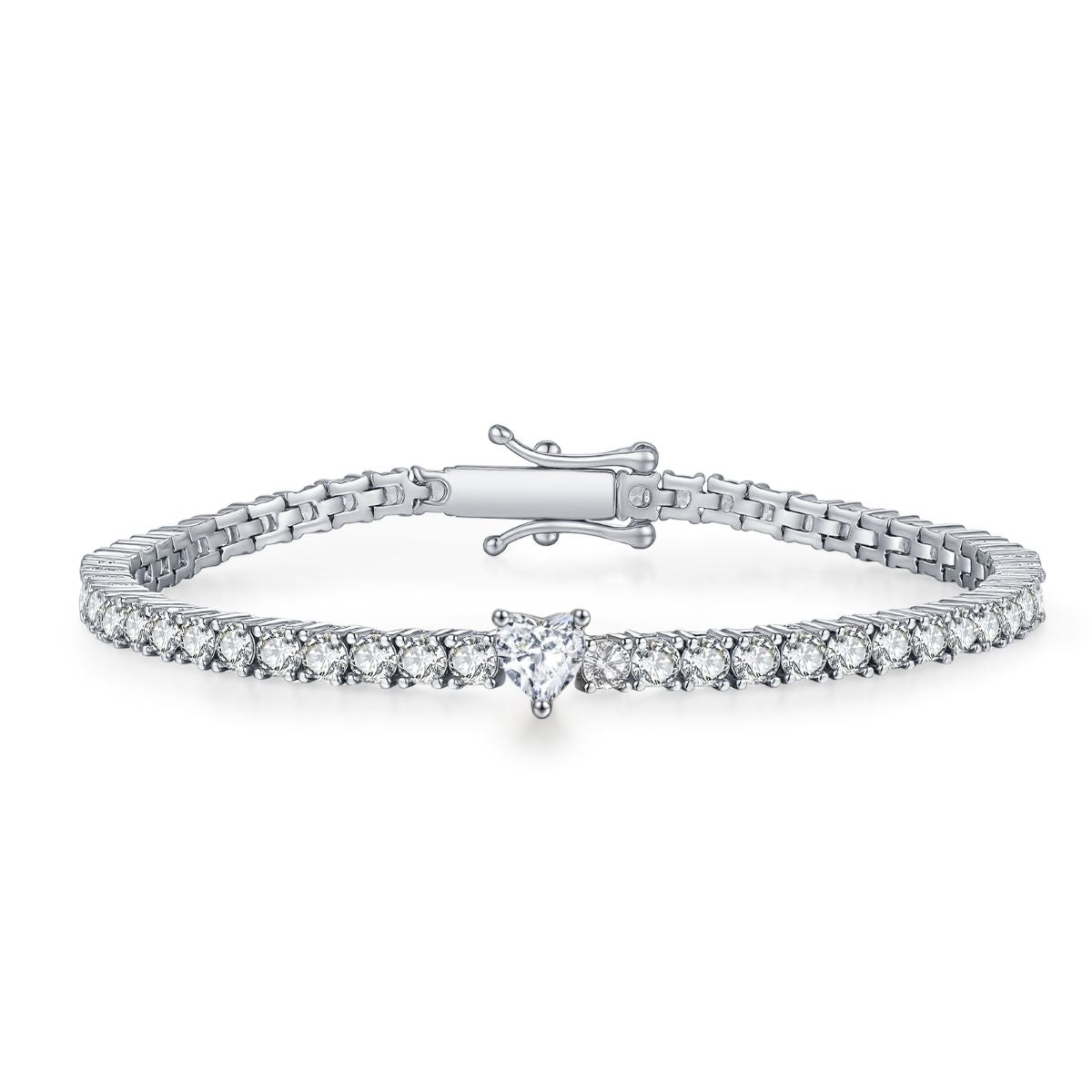 Simulated Diamond Heart Spark Tennis Bracelet