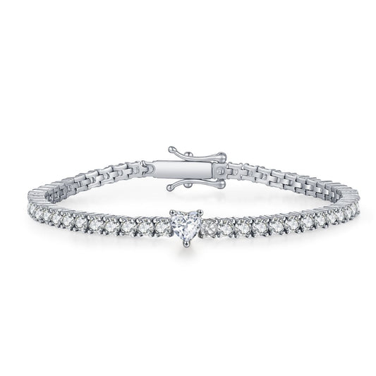 Simulated Diamond Heart Spark Tennis Bracelet
