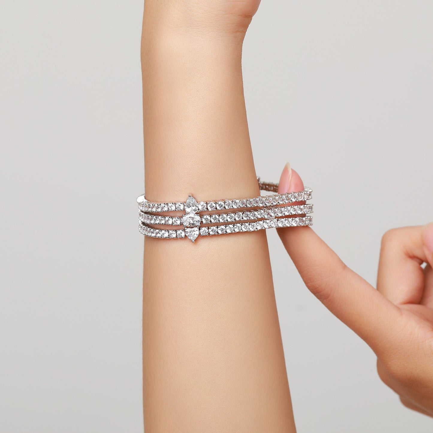 Simulated Diamond Heart Spark Tennis Bracelet