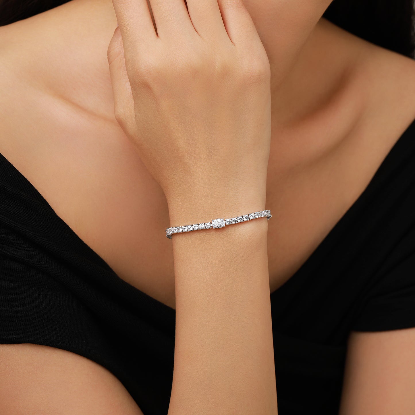 Simulated Diamond Oval Elegance Tennis Bracelet