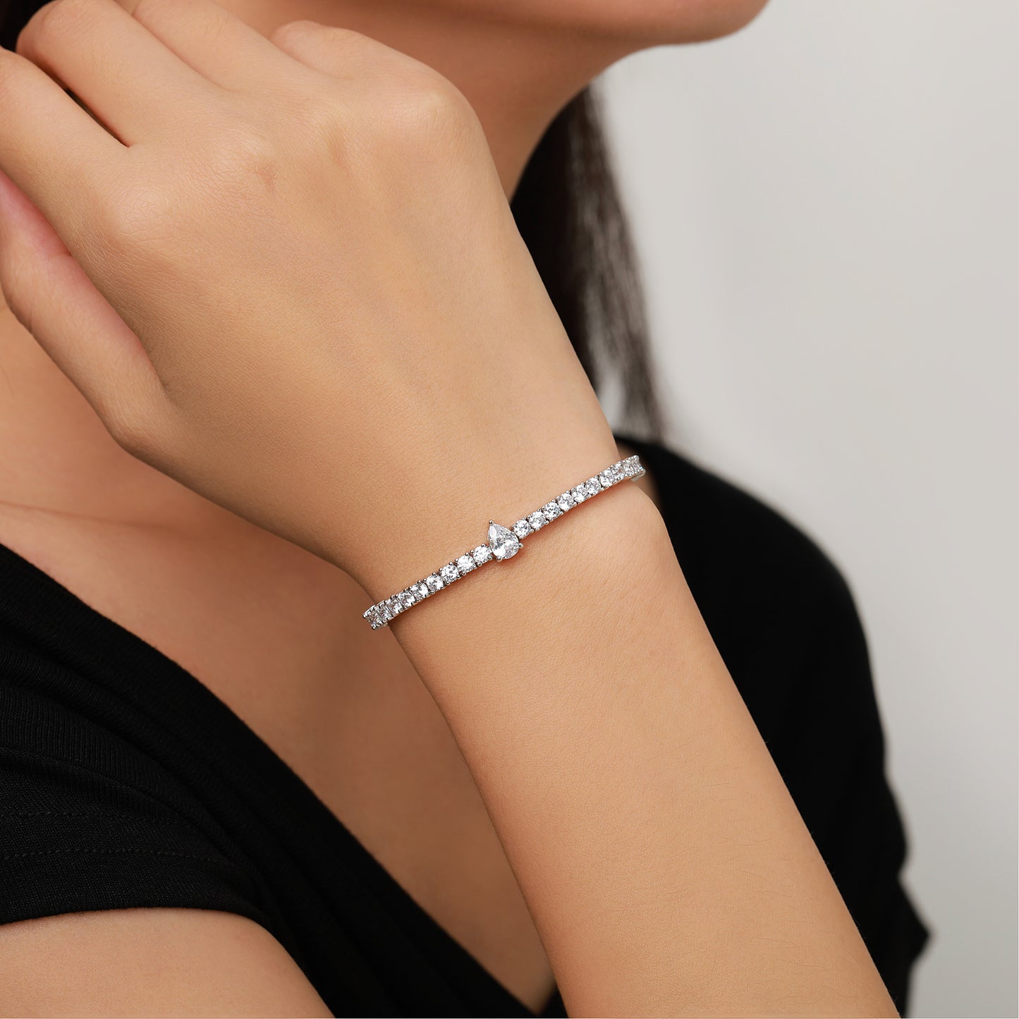 Simulated Diamond Radiant Pear Tennis Bracelet