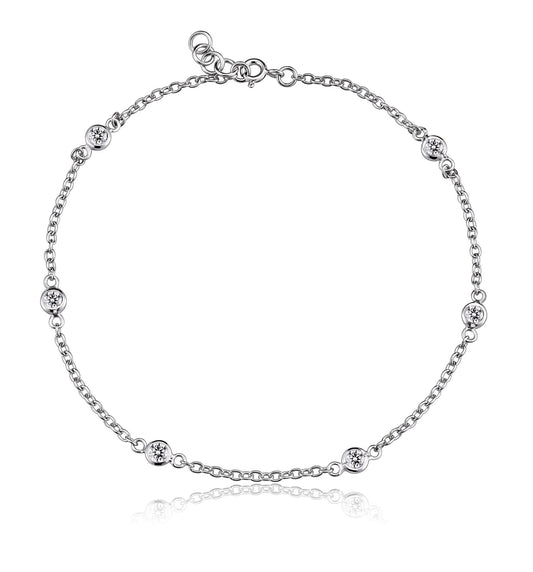 Sterling Silver Clear Simulated Diamond Accent Bracelet