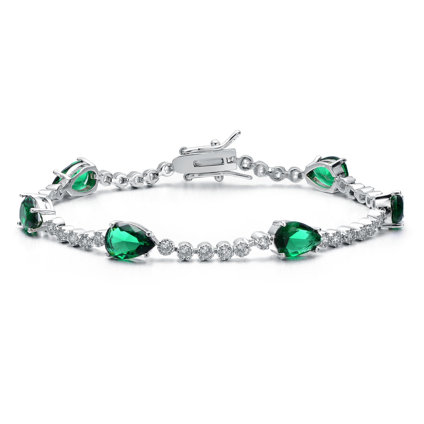 CZ Tear Shape Colored Stone Tennis Bracelet