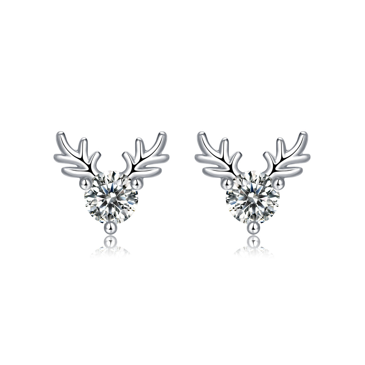 Sterling Silver with 0.30ctw Lab Created Moissanite Antler Stud Earrings